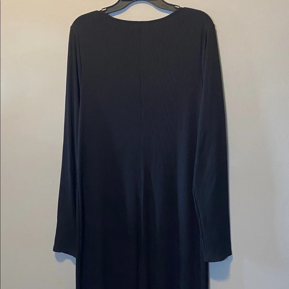 Abercrombie Fitch Ribbed Maxi Dress Womens XLT Black Long Sleeve Dark Romantic